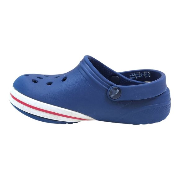 Jibbitz by Crocs Clogs For Kids Size C9 Navy with Red & White Stripe Slip-On - Picture 4 of 9